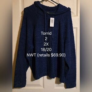 Torrid Navy Hooded Pullover Sweater